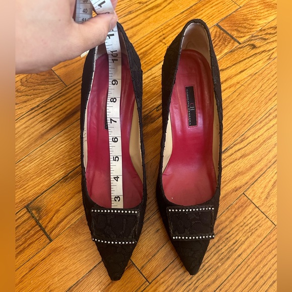 CH CAROLINA HERRERA BLACK LACE EMBELLISHED PUMPS SIZE 39 - Picture 15 of 16